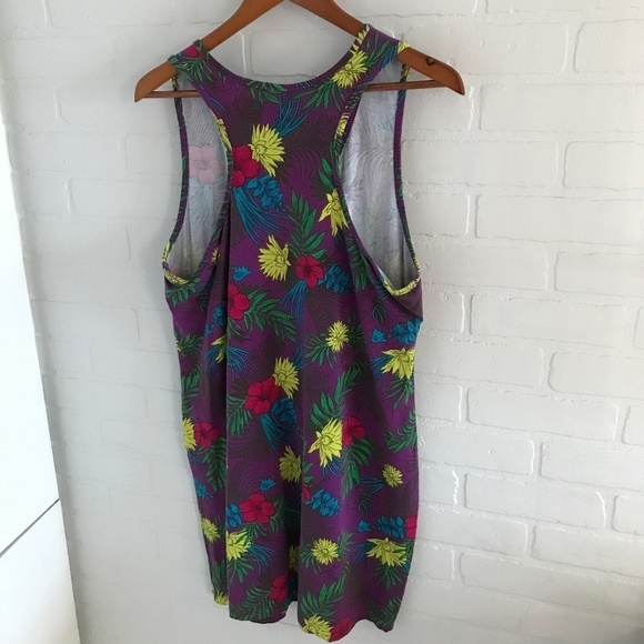 Mini tank dress Tropical Aloha Hawaii Women Purple Yellow Pink Sz XXL - Picture 1 of 3